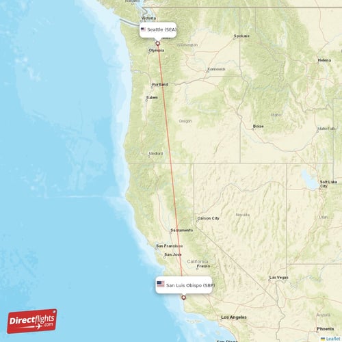 San Luis Obispo - Seattle direct flight map