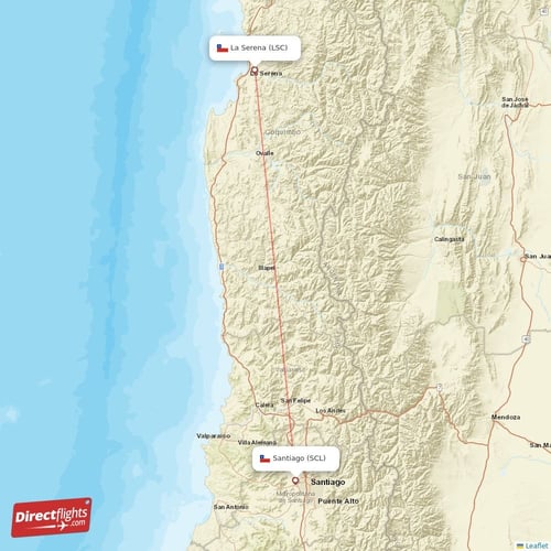 Santiago - La Serena direct flight map