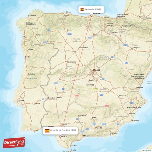 Santander - Jerez De La Frontera direct flight map