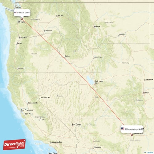 Seattle - Albuquerque direct flight map