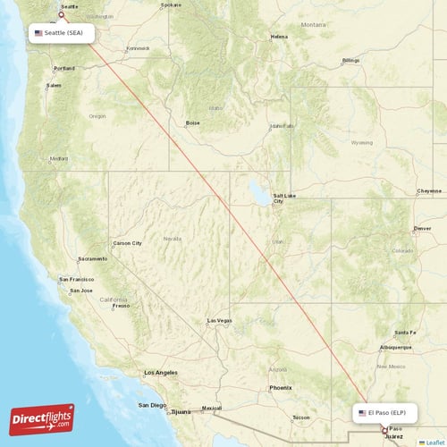 Seattle - El Paso direct flight map