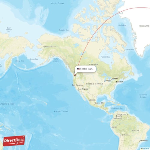 Seattle - Helsinki direct flight map