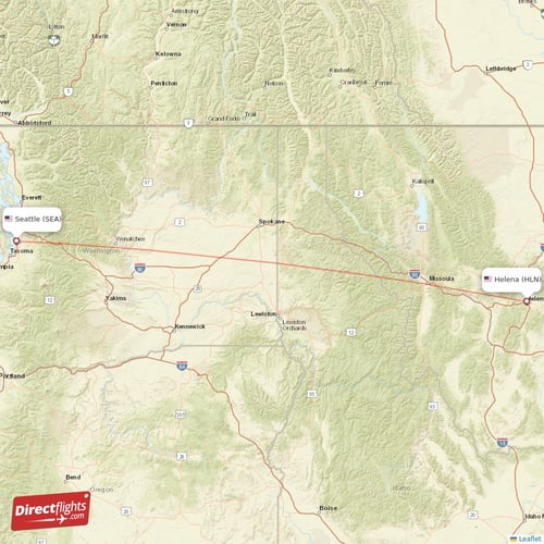 Seattle - Helena direct flight map