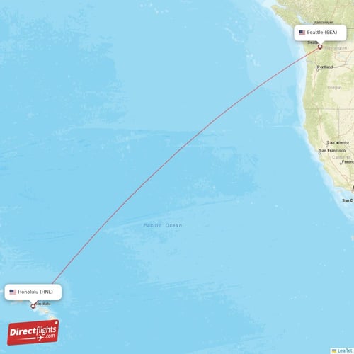 Seattle - Honolulu direct flight map