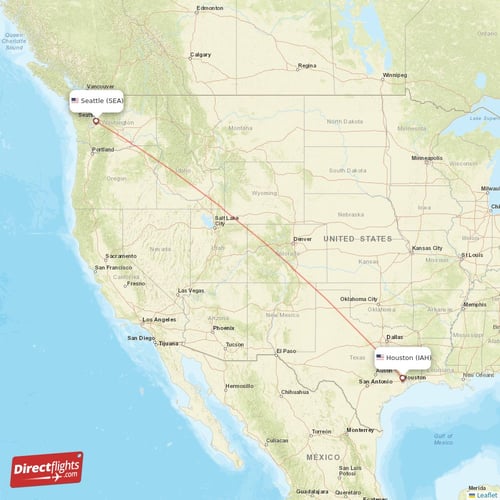 Seattle - Houston direct flight map