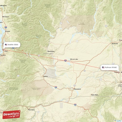 Seattle - Pullman direct flight map