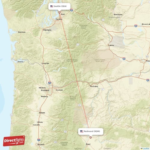 Seattle - Redmond direct flight map