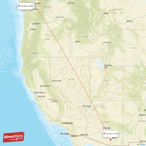 Seattle - Tucson direct flight map