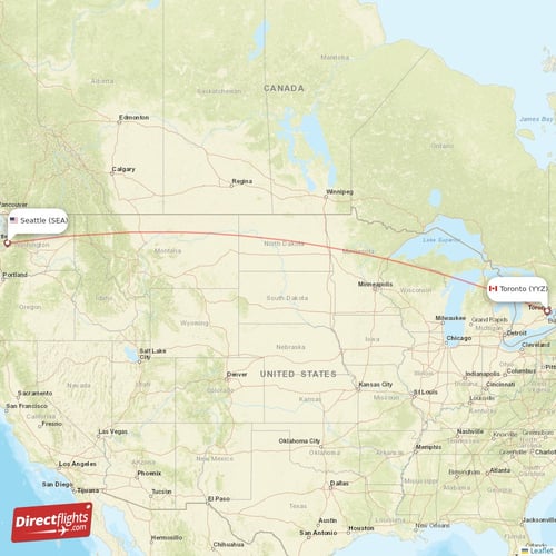 Seattle - Toronto direct flight map