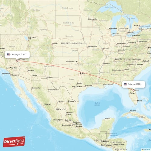 Orlando - Las Vegas direct flight map