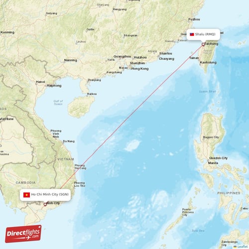 Ho Chi Minh City - Shalu direct flight map