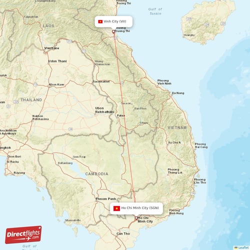 Ho Chi Minh City - Vinh City direct flight map