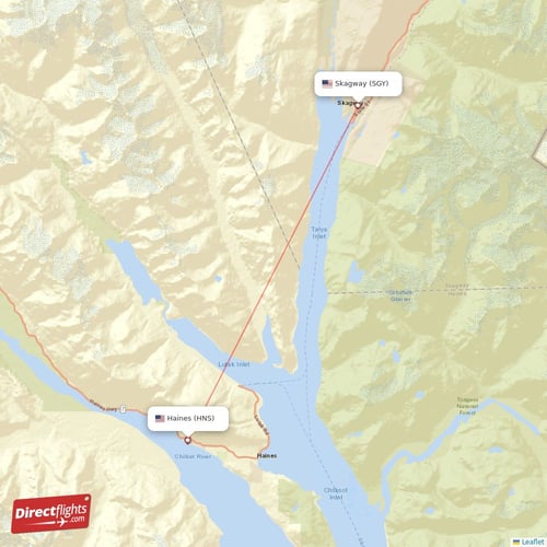 Skagway - Haines direct flight map