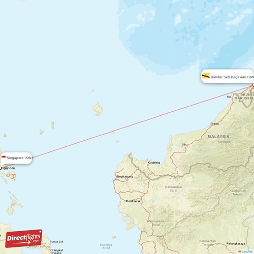 Singapore - Bandar Seri Begawan direct flight map