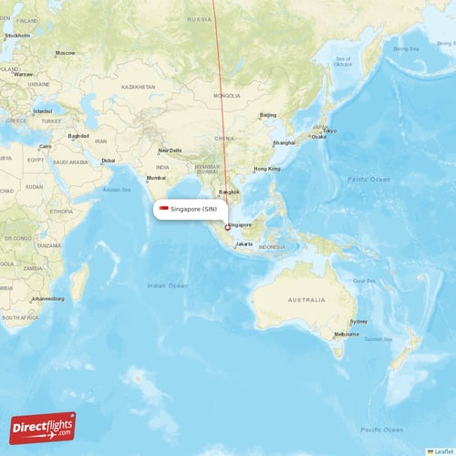 Singapore - New York direct flight map