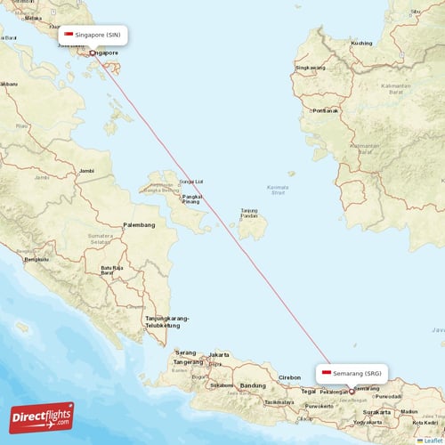 Singapore - Semarang direct flight map