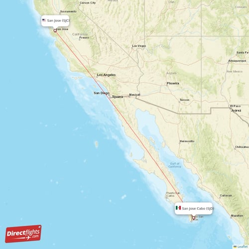 San Jose - San Jose Cabo direct flight map