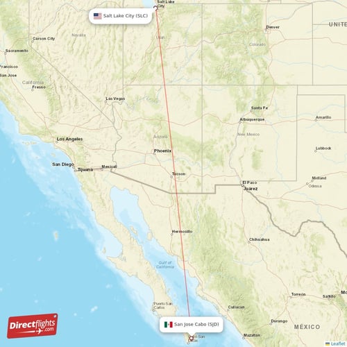 San Jose Cabo - Salt Lake City direct flight map