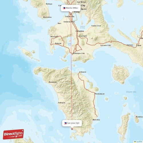 San Jose - Manila direct flight map