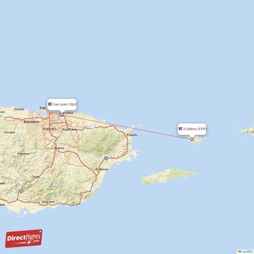 San Juan - Culebra direct flight map