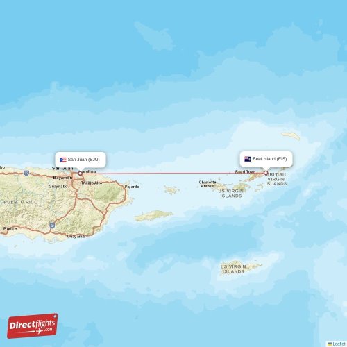 San Juan - Beef Island direct flight map