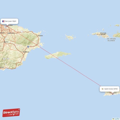 San Juan - Saint Croix direct flight map