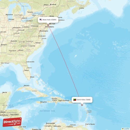 Direct flights from Saint Kitts to New York, SKB to EWR nonstop