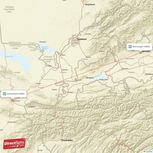 Samarkand - Namangan direct flight map