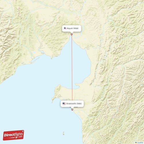 Shaktoolik - Koyuk direct flight map