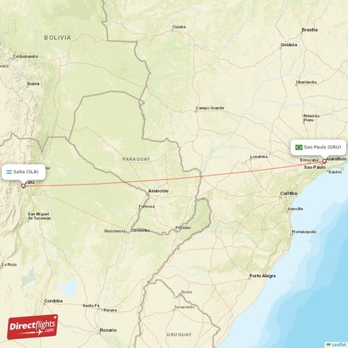 Salta - Sao Paulo direct flight map