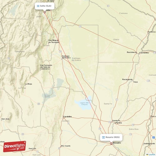 Salta - Rosario direct flight map