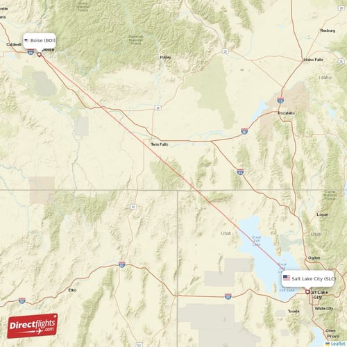 Salt Lake City - Boise direct flight map