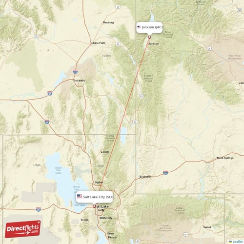 Salt Lake City - Jackson direct flight map
