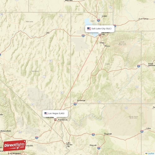 Salt Lake City - Las Vegas direct flight map