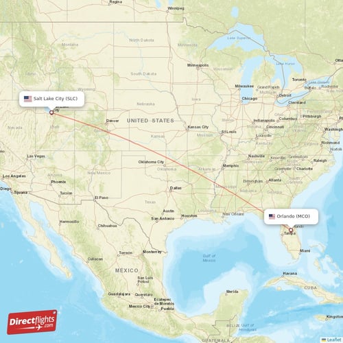 Salt Lake City - Orlando direct flight map