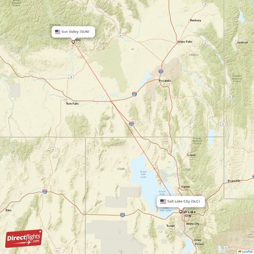 Salt Lake City - Sun Valley direct flight map