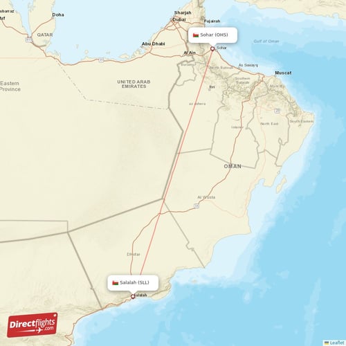 Salalah - Sohar direct flight map