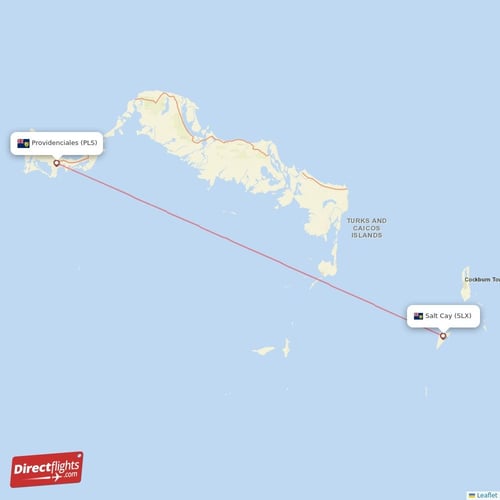 Salt Cay - Providenciales direct flight map