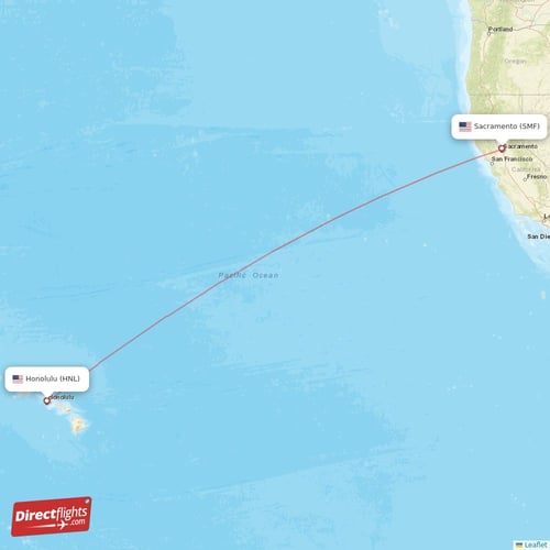 Sacramento - Honolulu direct flight map