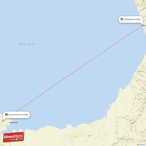 Saint Michael - Unalakleet direct flight map