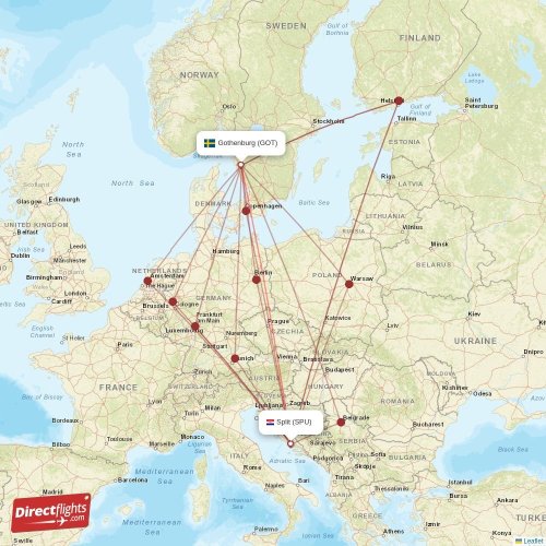 Direct flights from Split to Gothenburg, SPU to GOT non-stop ...