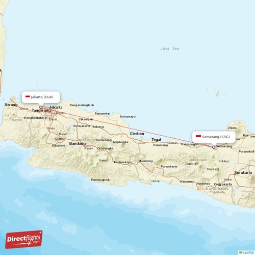 Semarang - Jakarta direct flight map