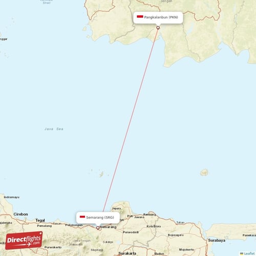 Semarang - Pangkalanbun direct flight map
