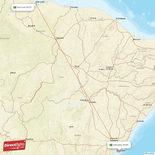 Salvador - Sao Luiz direct flight map