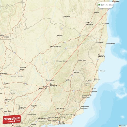 Salvador - Campinas direct flight map