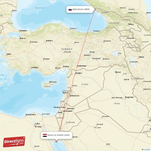Sharm el Sheikh - Adler/Sochi direct flight map