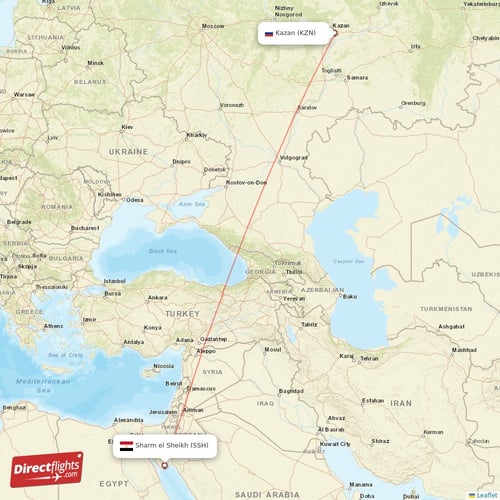 Sharm el Sheikh - Kazan direct flight map