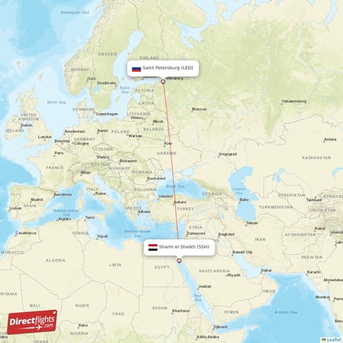 Sharm el Sheikh - Saint Petersburg direct flight map