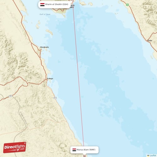 Sharm el Sheikh - Marsa Alam direct flight map