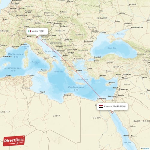 Sharm el Sheikh - Venice direct flight map